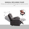 HOMCOM Recliner Chair for Living Room, PU Leather Single Recliner Sofa, Manual Reclining Chair with Footrest, Thick Padding and Side Pockets, Brown