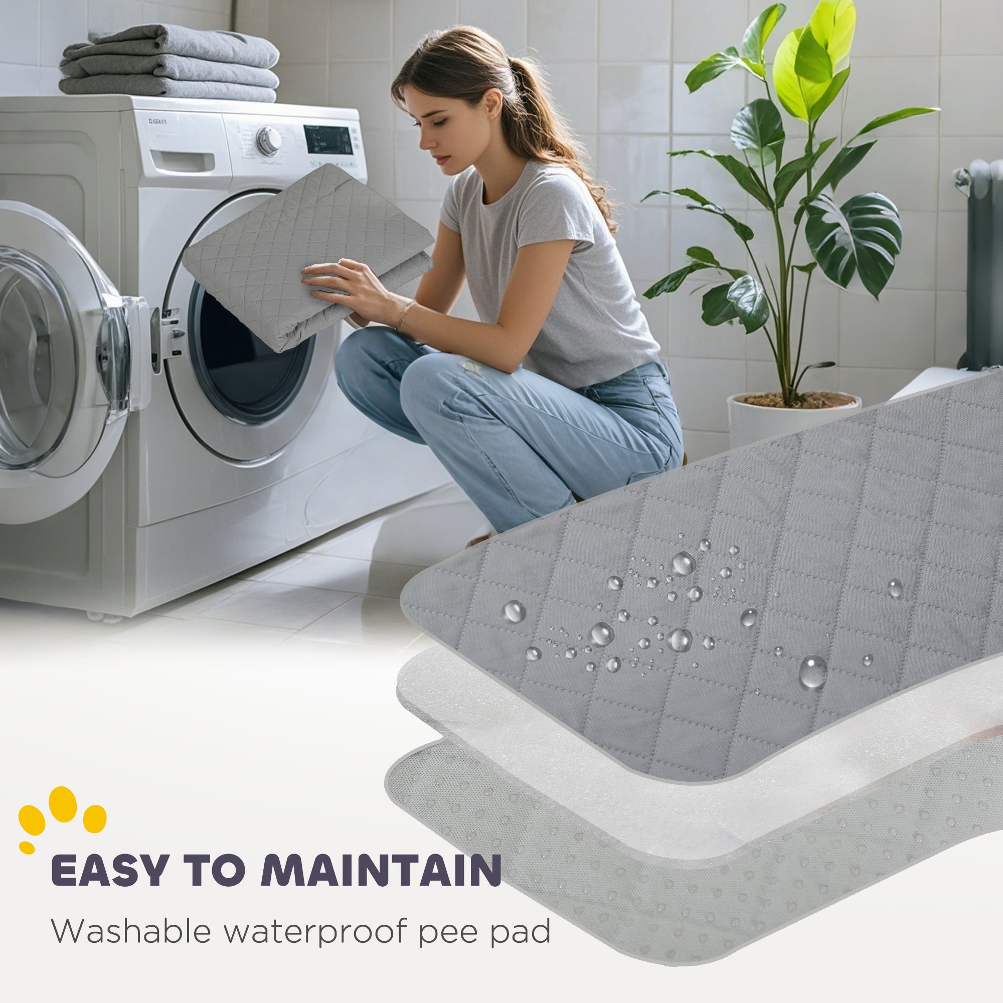 PawHut Whelping Box for Dogs and Puppies, 48" x 48" x 23.5", Puppy Playpen with 600D Windproof Oxford Fabric Cloth, Washable Pee Pad, Pet Playpen with Door, for Medium & Large Dogs