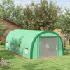 Outsunny 19.5'x10'x6.5' Walk-in Tunnel Greenhouse with Upgraded Structure Zipped Roll Up Mesh Door 8 Mesh Windows, Plant Hot House Tent with PE Cover 15 Plant Labels Gloves, Green