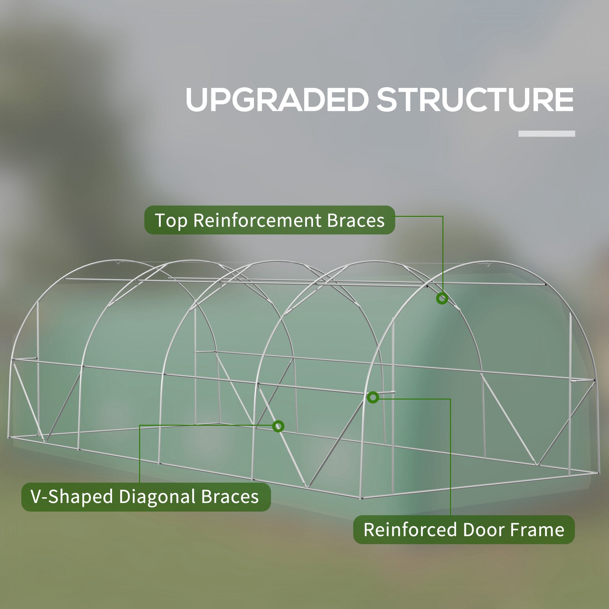 Outsunny 19.5'x10'x6.5' Walk-in Tunnel Greenhouse with Upgraded Structure Zipped Roll Up Mesh Door 8 Mesh Windows, Plant Hot House Tent with PE Cover 15 Plant Labels Gloves, Green