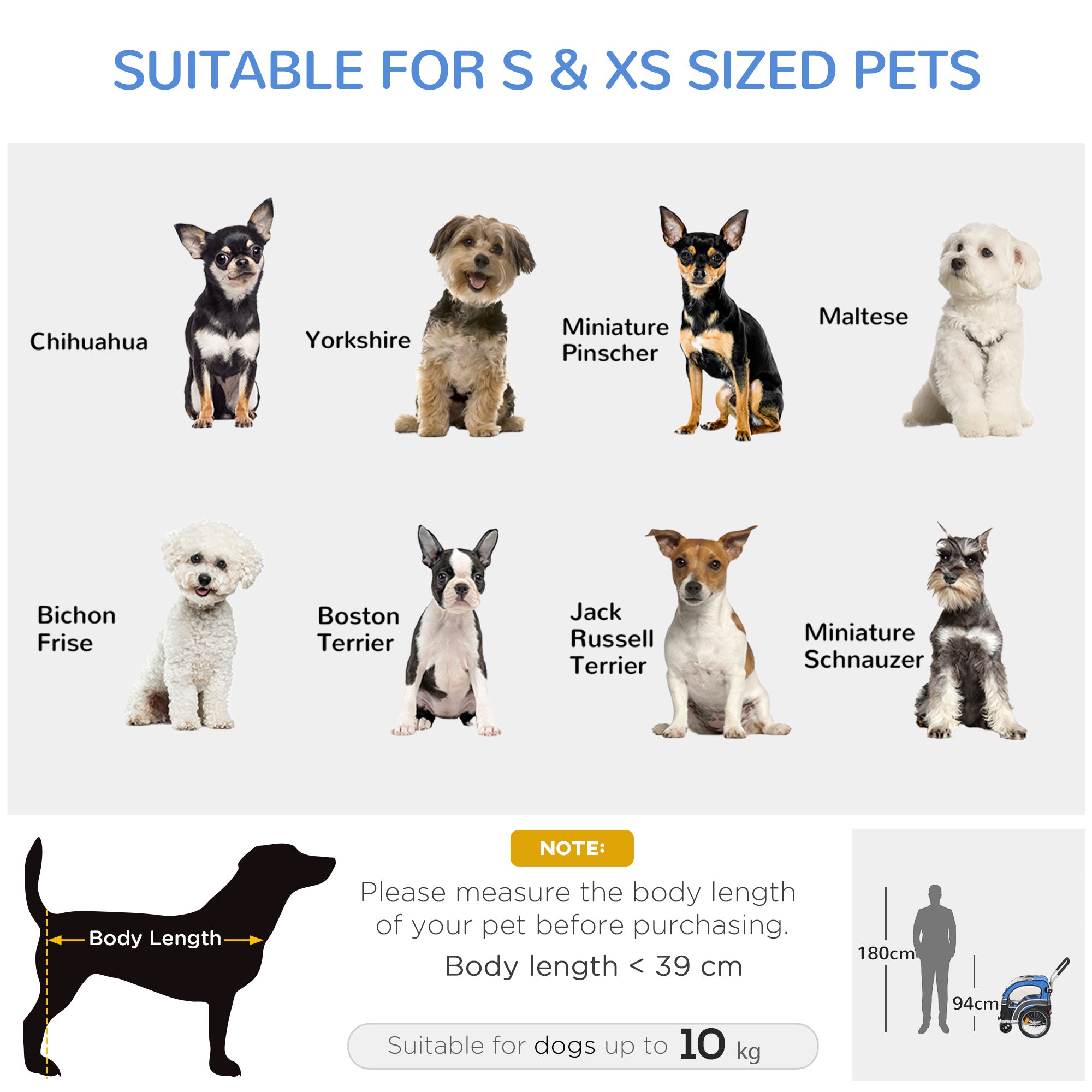 PawHut 2-in-1 Dog Bike Trailer Pet Cart Carrier Stroller for Bicycle with 360° Rotatable Front Wheel Reflectors Weather Resistant Canopy Hitch Coupler Flag Blue