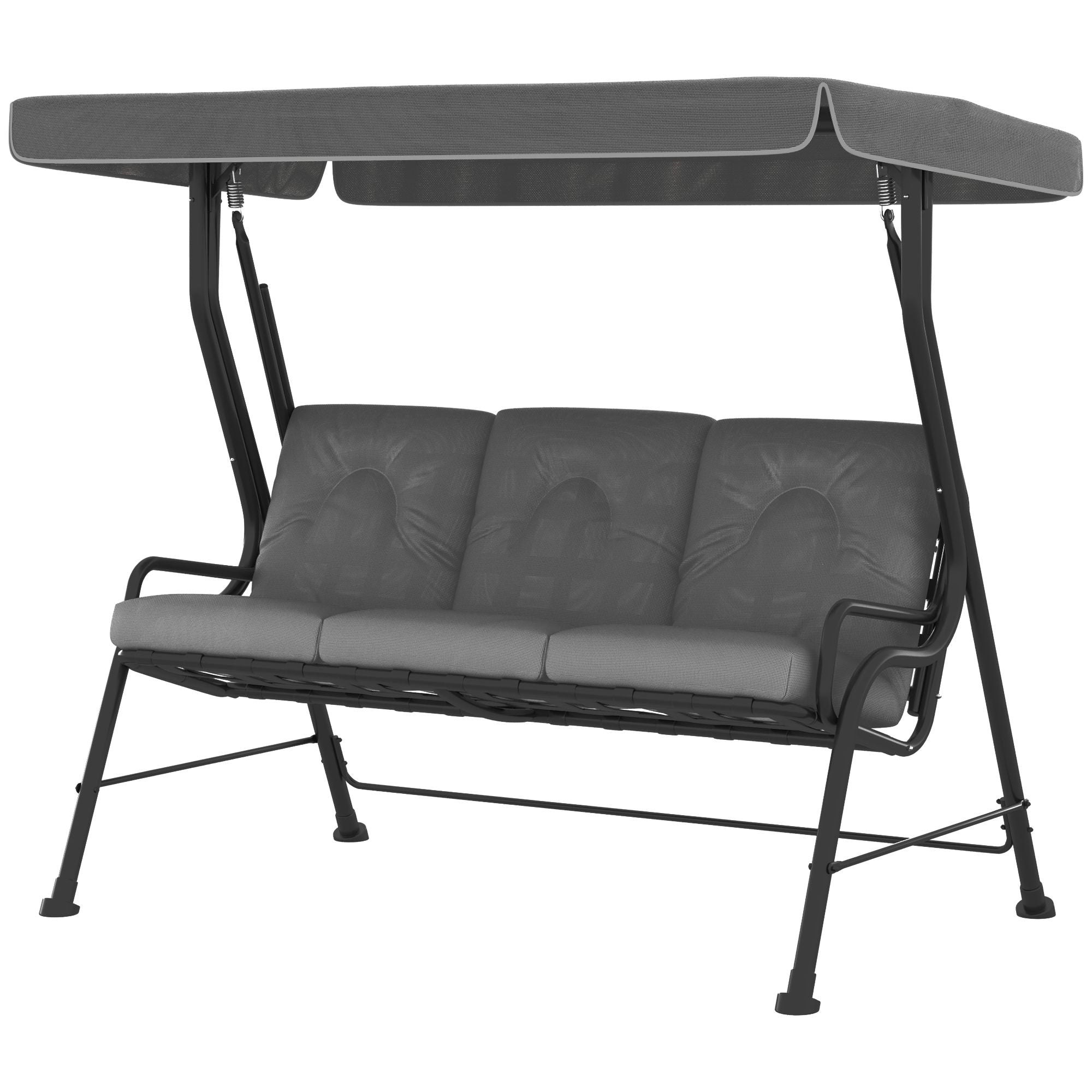 Outsunny 3-Person Porch Swing Patio Swing Chair with Canopy for Patio, Garden, Backyard, Poolside, Light Grey