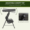 Outsunny 3-Person Porch Swing Patio Swing Chair with Canopy for Patio, Garden, Backyard, Poolside, Light Grey