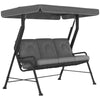 Outsunny 3-Person Porch Swing Patio Swing Chair with Canopy for Patio, Garden, Backyard, Poolside, Light Grey