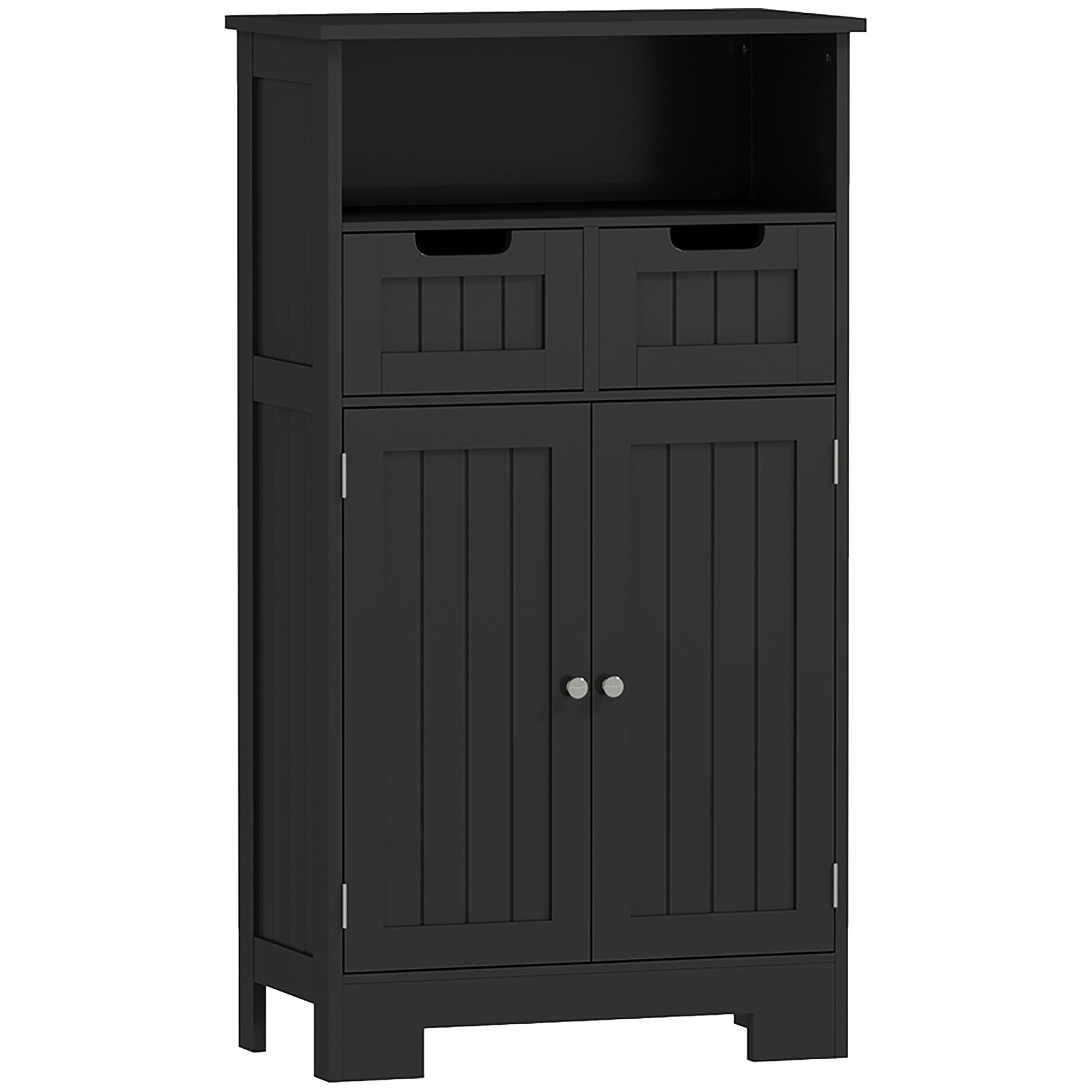 kleankin Bathroom Storage Cabinet, Freestanding Bathroom Cabinet with Adjustable Shelf and Drawers, Small Cabinet for Bathroom, Living Room, Black