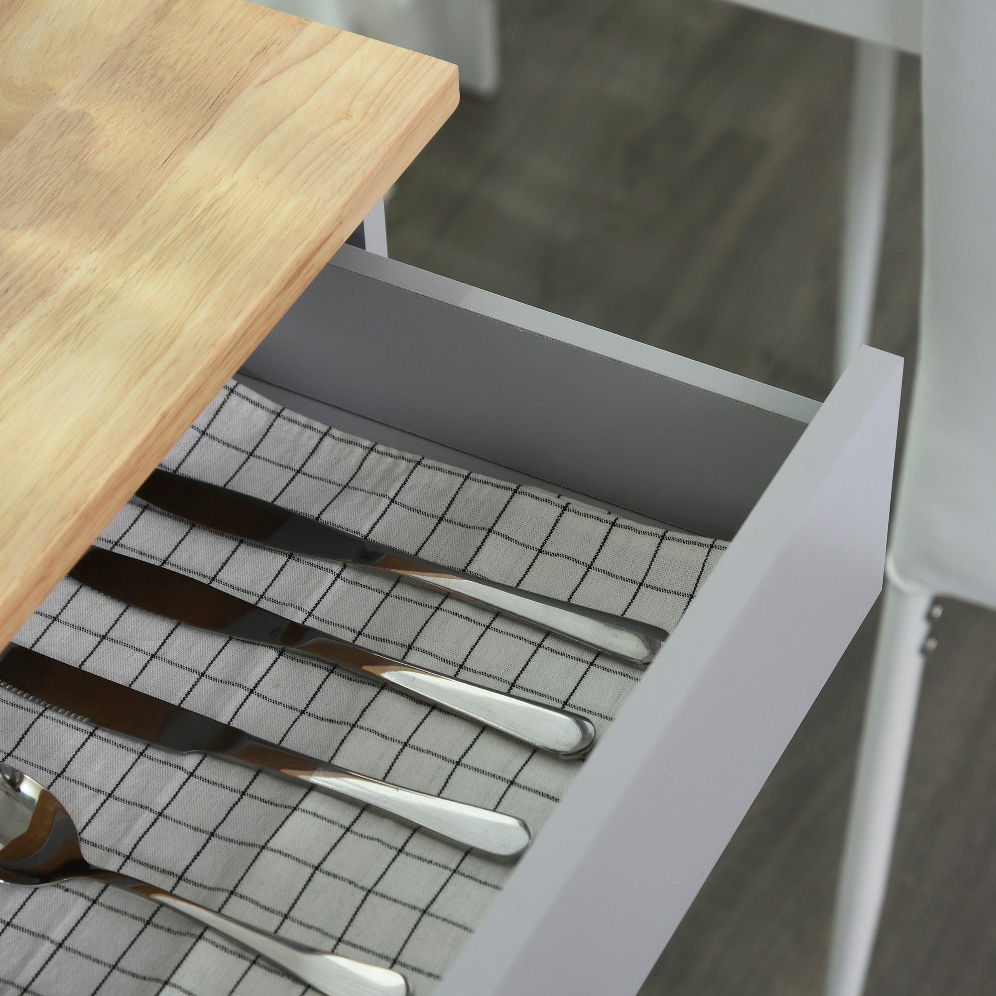 HOMCOM Rolling Kitchen Island Cart with Wood Top, Enough Storage Drawer Space with Towel Bar Rack Shelves, Portable Kitchen Utility Serving Cart Trolley on Wheels (Grey)