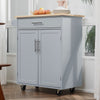 HOMCOM Rolling Kitchen Island Cart with Wood Top, Enough Storage Drawer Space with Towel Bar Rack Shelves, Portable Kitchen Utility Serving Cart Trolley on Wheels (Grey)