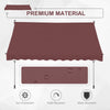 Outsunny 10x5ft Manual Retractable Awning, Patio Sun Shade Canopy Shelter with 5.6-9.2ft Support Pole, Water Resistant UV Protector, for Window, Door, Porch, Deck, Wine Red