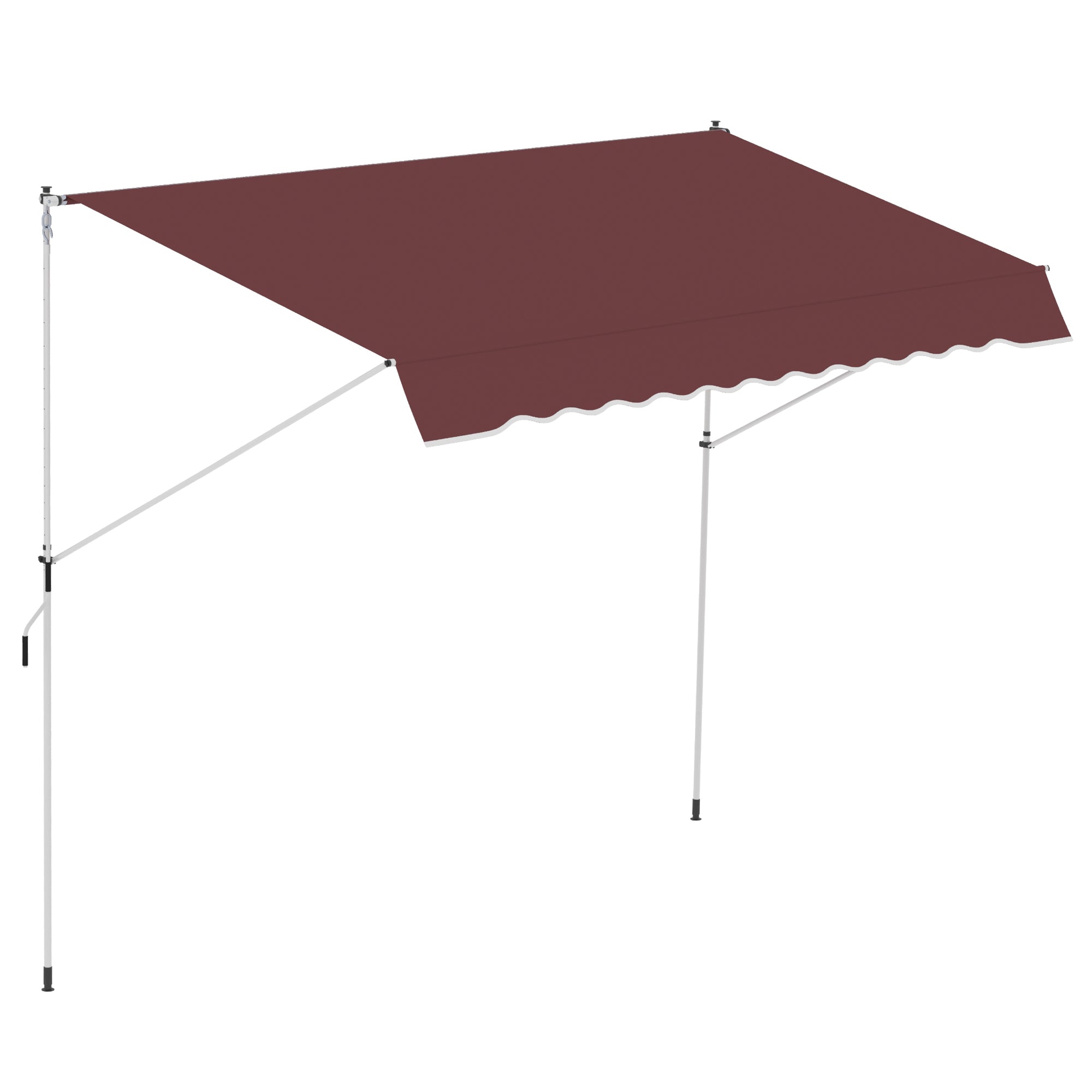 Outsunny 10x5ft Manual Retractable Awning, Patio Sun Shade Canopy Shelter with 5.6-9.2ft Support Pole, Water Resistant UV Protector, for Window, Door, Porch, Deck, Wine Red