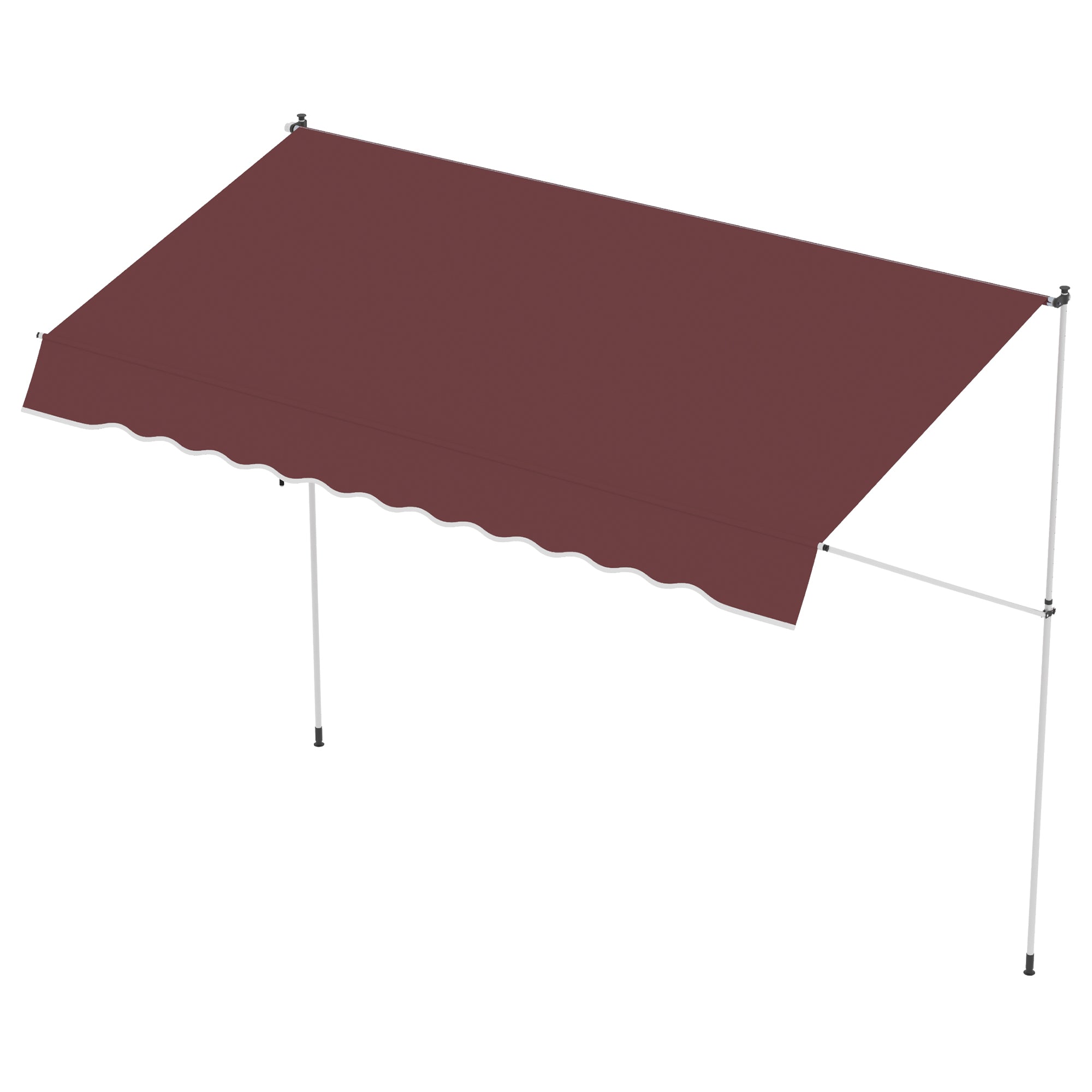 Outsunny 10x5ft Manual Retractable Awning, Patio Sun Shade Canopy Shelter with 5.6-9.2ft Support Pole, Water Resistant UV Protector, for Window, Door, Porch, Deck, Wine Red