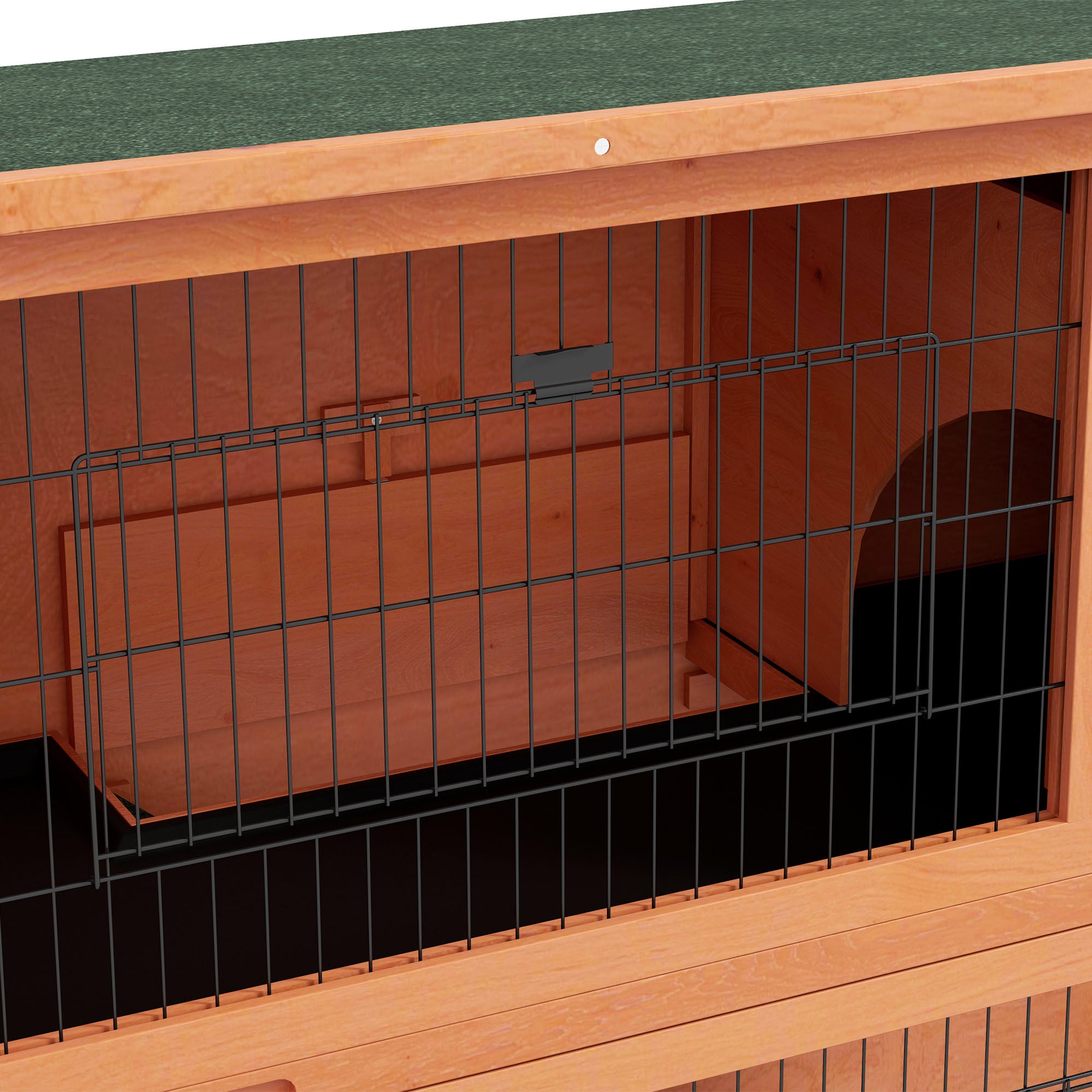 PawHut Rabbit Hutch Guinea Pig Hutch Wooden with No-Leak Tray, Asphalt Roof, Base, Antiseptic Wood Outdoor for 1-2 Rabbits 120 x 50 x 102cm - Orange