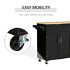 HOMCOM Rolling Kitchen Island, Kitchen Cart on Wheels with 2 Storage Drawers, 3 Door Cabinets and Towel Rack for Dining Room (Black, 3-Doors)