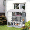 PawHut Large Cat House with Anti-Escape Floor, 81" H Wooden Catio Outdoor Cat Enclosure with Waterproof Cover, Walk in Door, Condo, Hammock, Ramp, Bridge, for 2-4 Cats