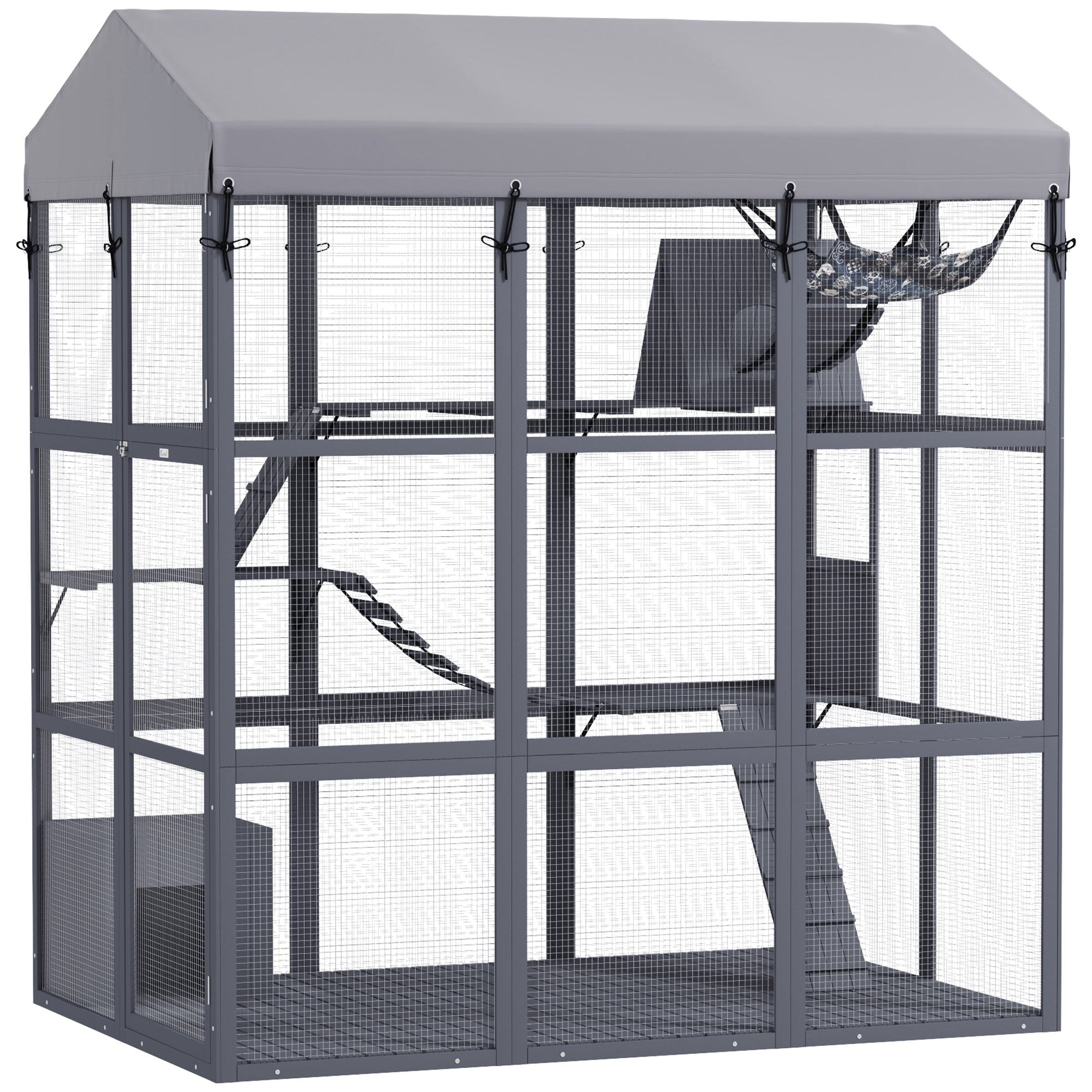 PawHut Large Cat House with Anti-Escape Floor, 81