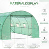 Outsunny Walk-in Tunnel Greenhouse, 19 x 10 x 6.6 ft Hoop House with Zipped Roll-Up Door and 8 Mesh Windows, Outdoor Greenhouse with Galvanised Steel Frame, Green