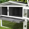 PawHut 61'' L 2-Story Rabbit Hutch Bunny Cage Small Animal House with Pull Out Tray, Detachable Run, Ramp, for Indoor Outdoor, Light Grey