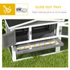 PawHut 61'' L 2-Story Rabbit Hutch Bunny Cage Small Animal House with Pull Out Tray, Detachable Run, Ramp, for Indoor Outdoor, Light Grey