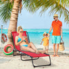 Outsunny Outdoor Folding Lounge Chair, 4-Level Adjustable Chaise Lounge with Headrest, Tanning Chair Beach Bed Reclining Lounger Cot for Camping, Hiking, Backyard, Wine Red