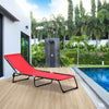 Outsunny Outdoor Folding Lounge Chair, 4-Level Adjustable Chaise Lounge with Headrest, Tanning Chair Beach Bed Reclining Lounger Cot for Camping, Hiking, Backyard, Wine Red