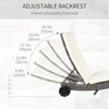 Outsunny Wicker Chaise Lounge, Outdoor Lounge Chair, 5-Level Adjustable Backrest S-Shape Rattan Lounger with Cushion & Wheels for Patio, Deck, Poolside, Cream White
