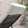 Outsunny Wicker Chaise Lounge, Outdoor Lounge Chair, 5-Level Adjustable Backrest S-Shape Rattan Lounger with Cushion & Wheels for Patio, Deck, Poolside, Cream White