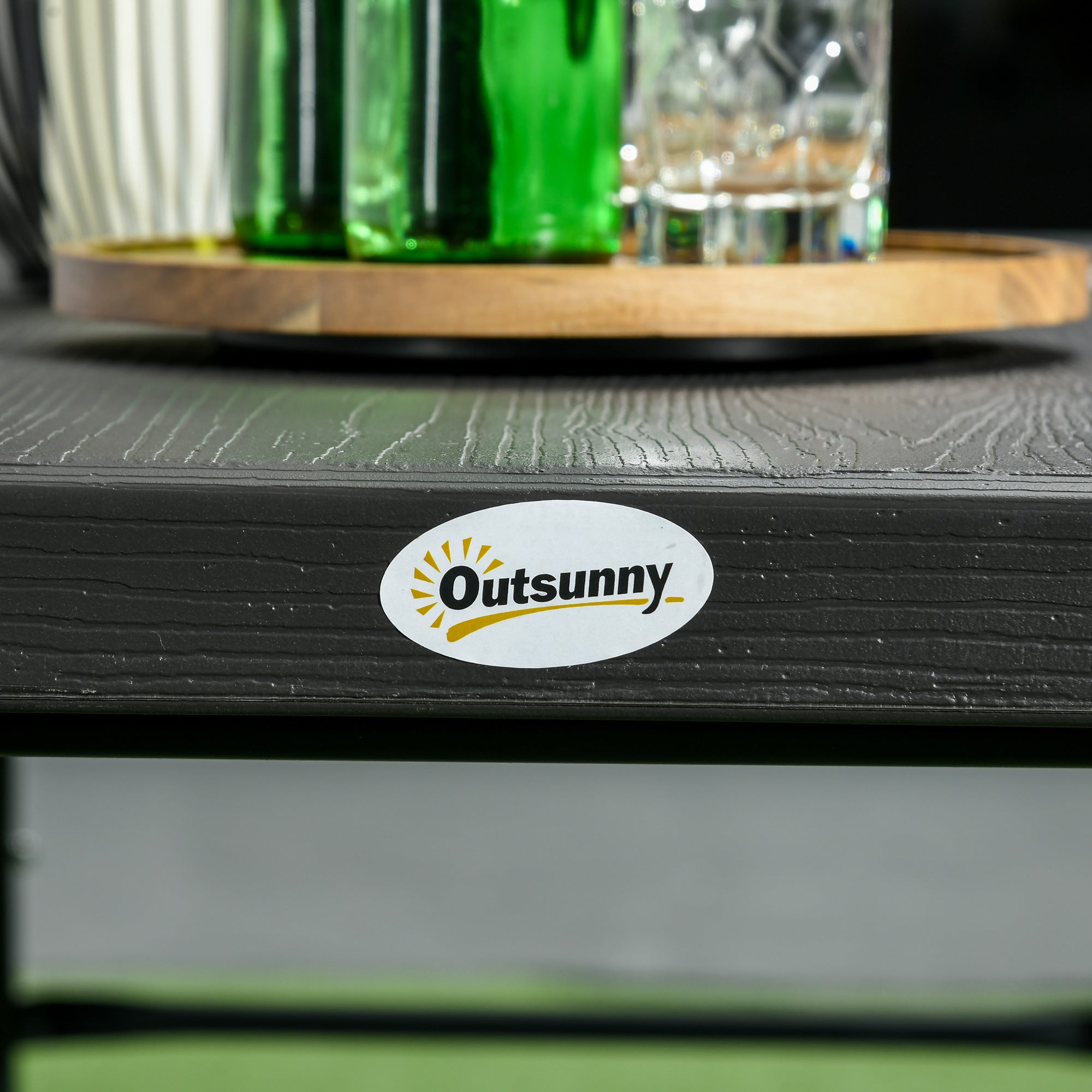 Outsunny Folding Picnic Table with 2 Benches, 3-Piece Portable Outdoor Picnic Table Bench Set for 4, Patio Dining Table Set with Plastic Top, Steel Frame for Garden, Dark Grey