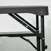 Outsunny Folding Picnic Table with 2 Benches, 3-Piece Portable Outdoor Picnic Table Bench Set for 4, Patio Dining Table Set with Plastic Top, Steel Frame for Garden, Dark Grey