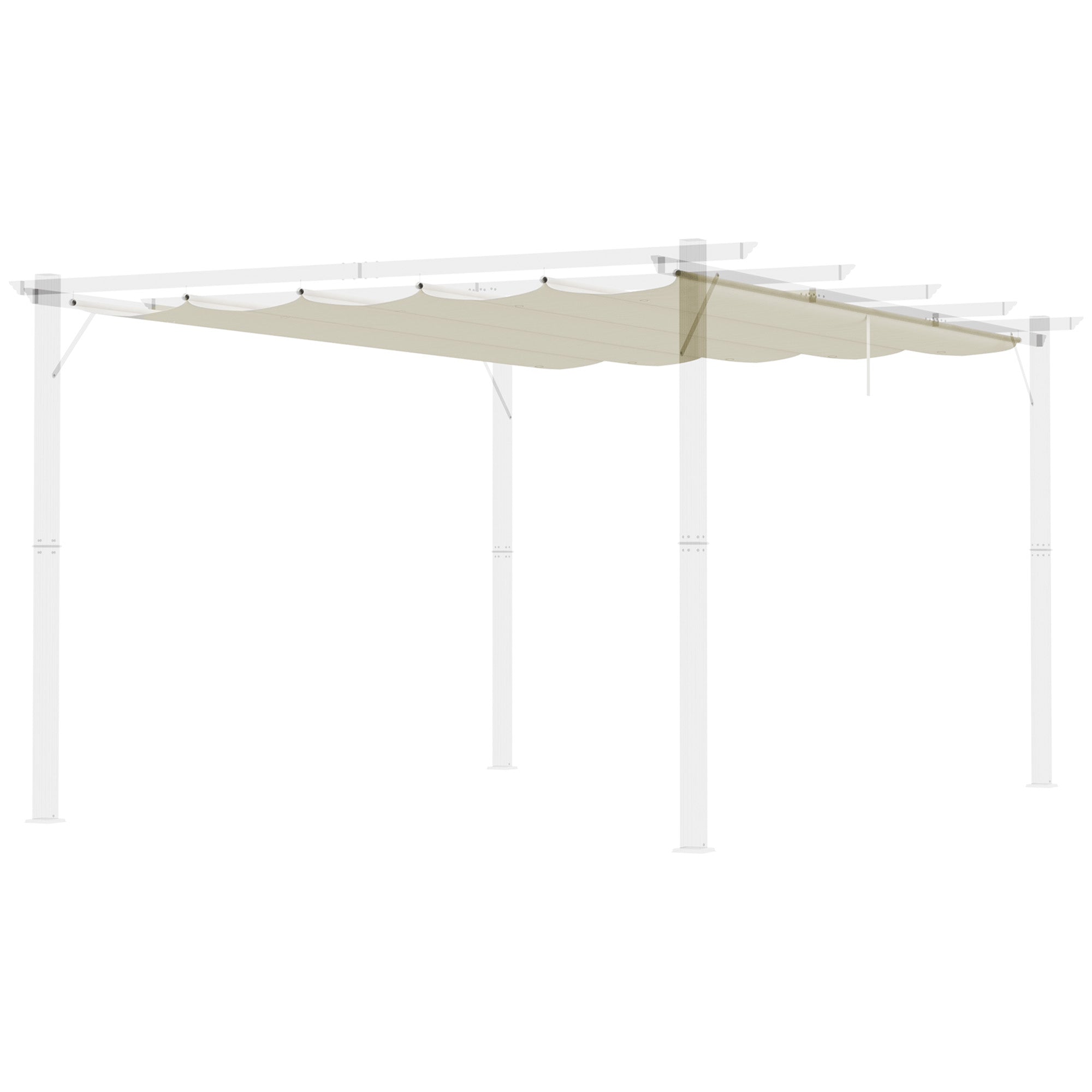 Outsunny Retractable Replacement Pergola Canopy for 10' x 13' Pergola, Pergola Cover Replacement, Cream White