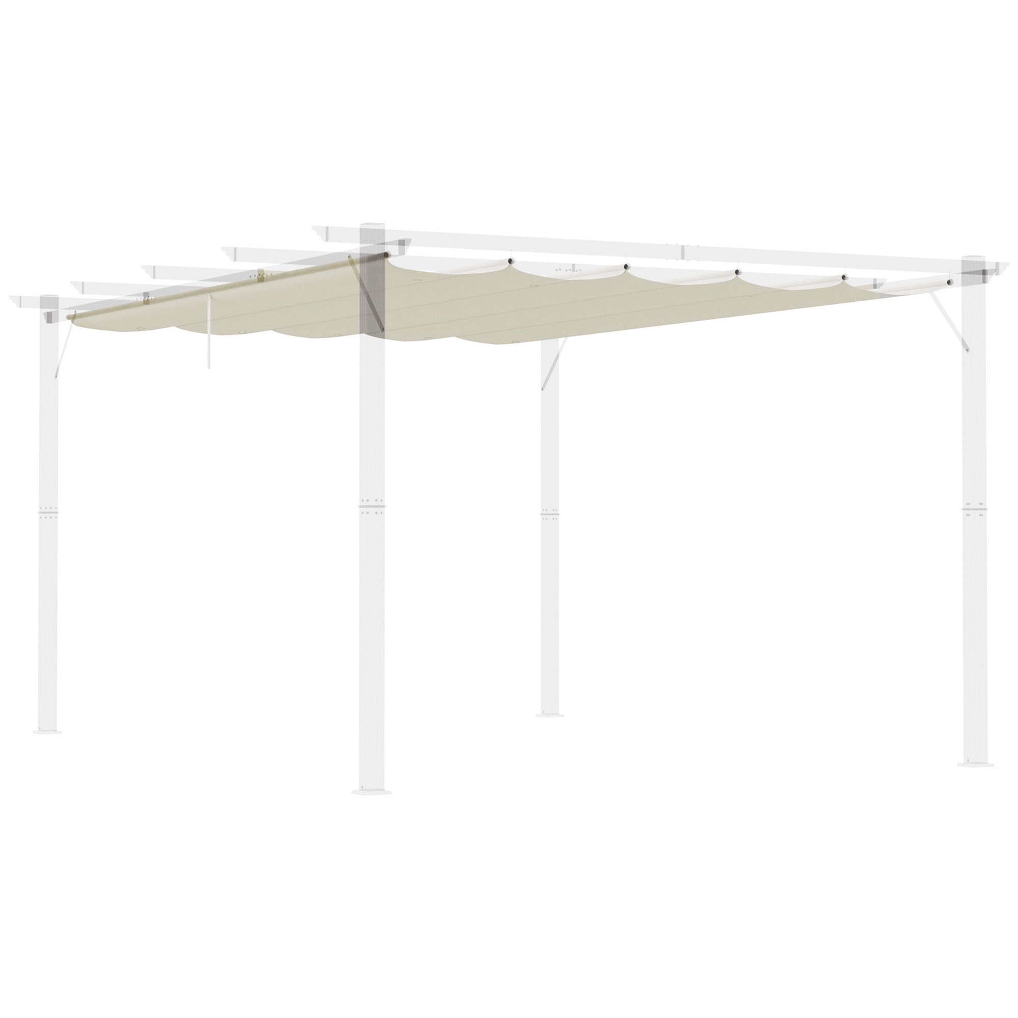 Outsunny Retractable Replacement Pergola Canopy for 10' x 13' Pergola, Pergola Cover Replacement, Cream White