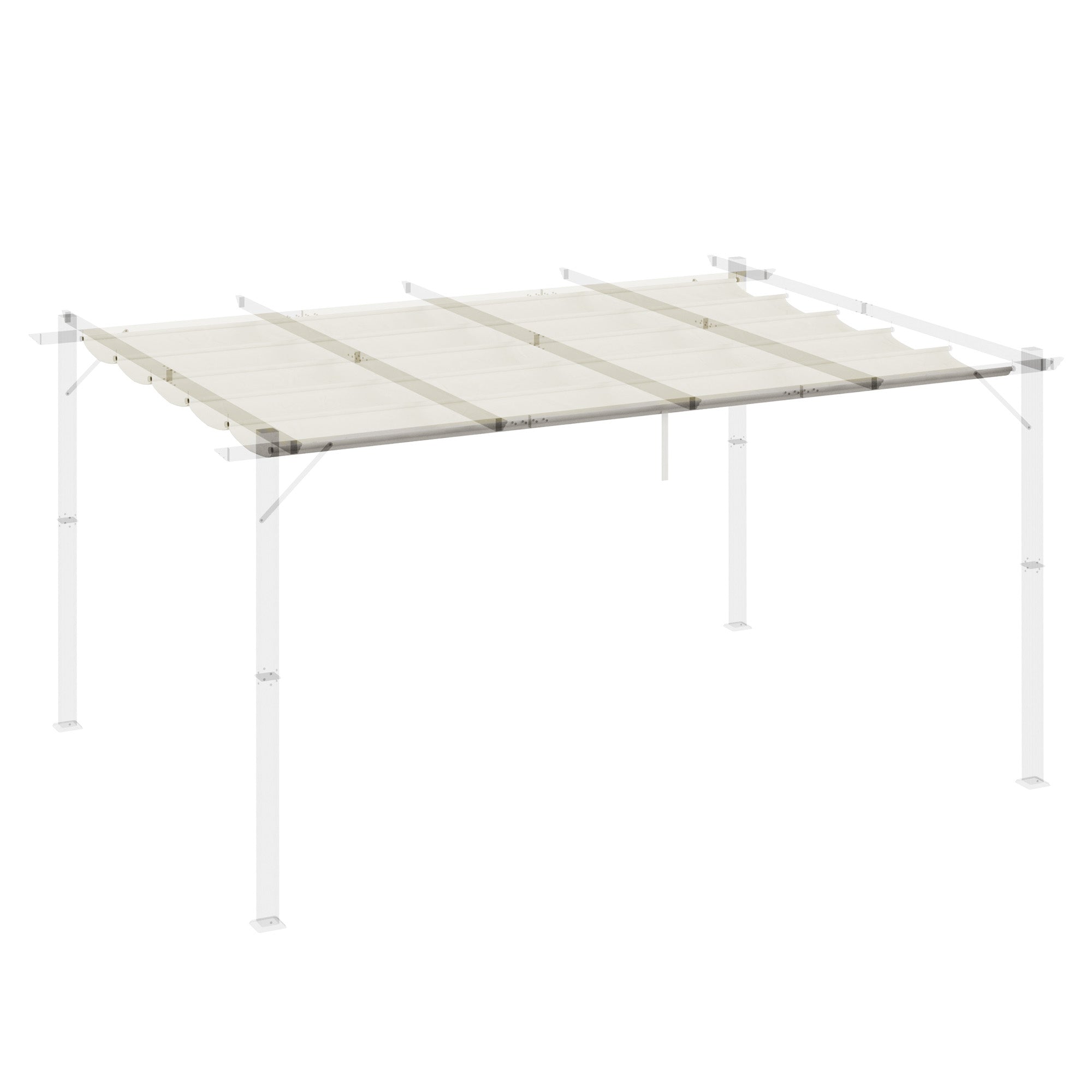 Outsunny Retractable Replacement Pergola Canopy for 10' x 13' Pergola, Pergola Cover Replacement, Cream White