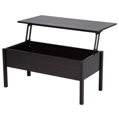 HOMCOM 39" Modern Lift Top Coffee Table with Hidden Storage Compartment, Center Table for Living Room, Coffee