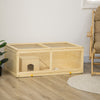 PawHut Wooden Hamster Cage, Small Animals Kit Hutch, Exercise Play House for Dwarf Hamsters, Gerbils, Chinchillas, Guinea Pigs, Bunnies, with Sliding Tray, Natural Wood