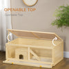 PawHut Wooden Hamster Cage, Small Animals Kit Hutch, Exercise Play House for Dwarf Hamsters, Gerbils, Chinchillas, Guinea Pigs, Bunnies, with Sliding Tray, Natural Wood