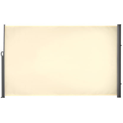 Outsunny 118" x 71" Retractable Side Awning Patio Outdoor Folding Privacy Screen with Resistance to UV Rays & Wind, Cream White
