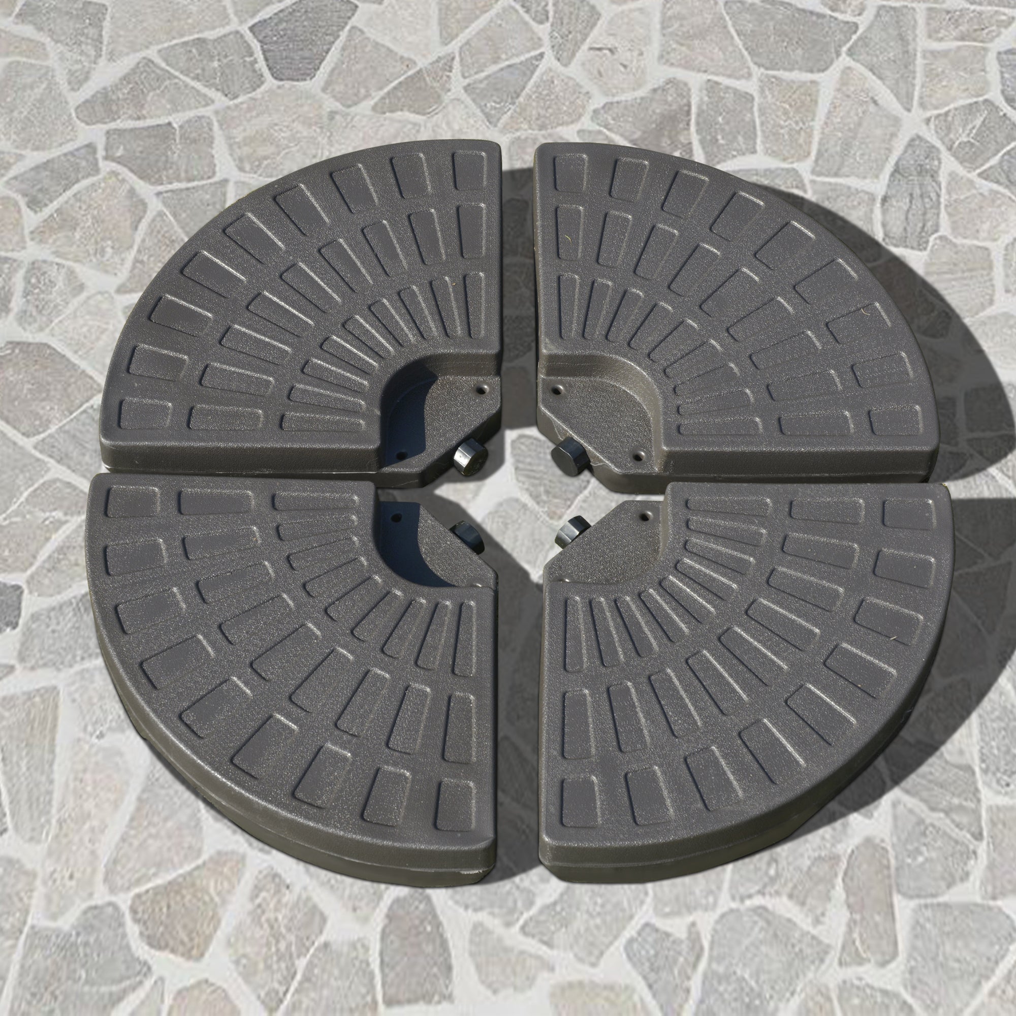 Outsunny 4-Piece Cantilever Offset Patio Umbrella Circular Base Stand w/Carry Handles, Water & Sand Filled