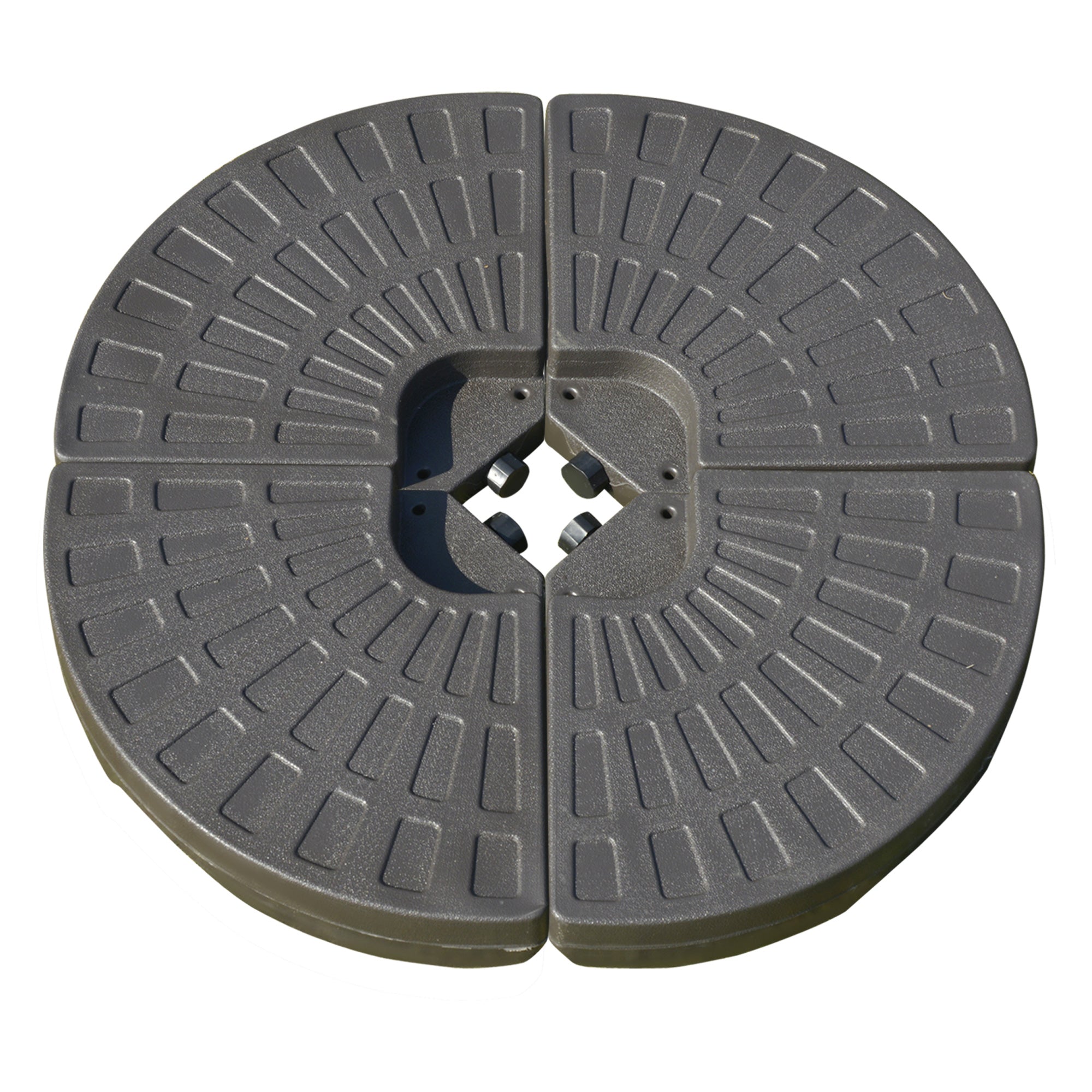 Outsunny 4-Piece Cantilever Offset Patio Umbrella Circular Base Stand w/Carry Handles, Water & Sand Filled