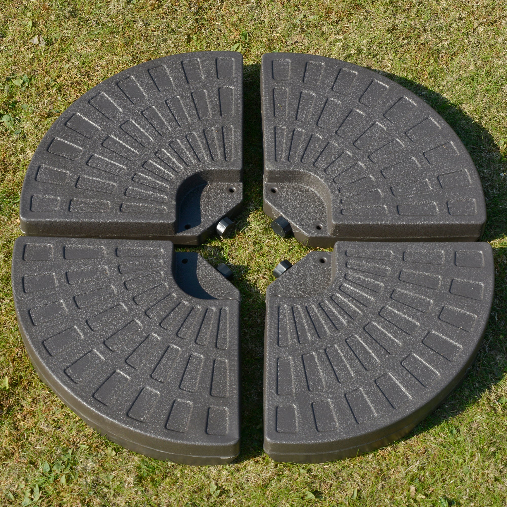 Outsunny 4-Piece Cantilever Offset Patio Umbrella Circular Base Stand w/Carry Handles, Water & Sand Filled