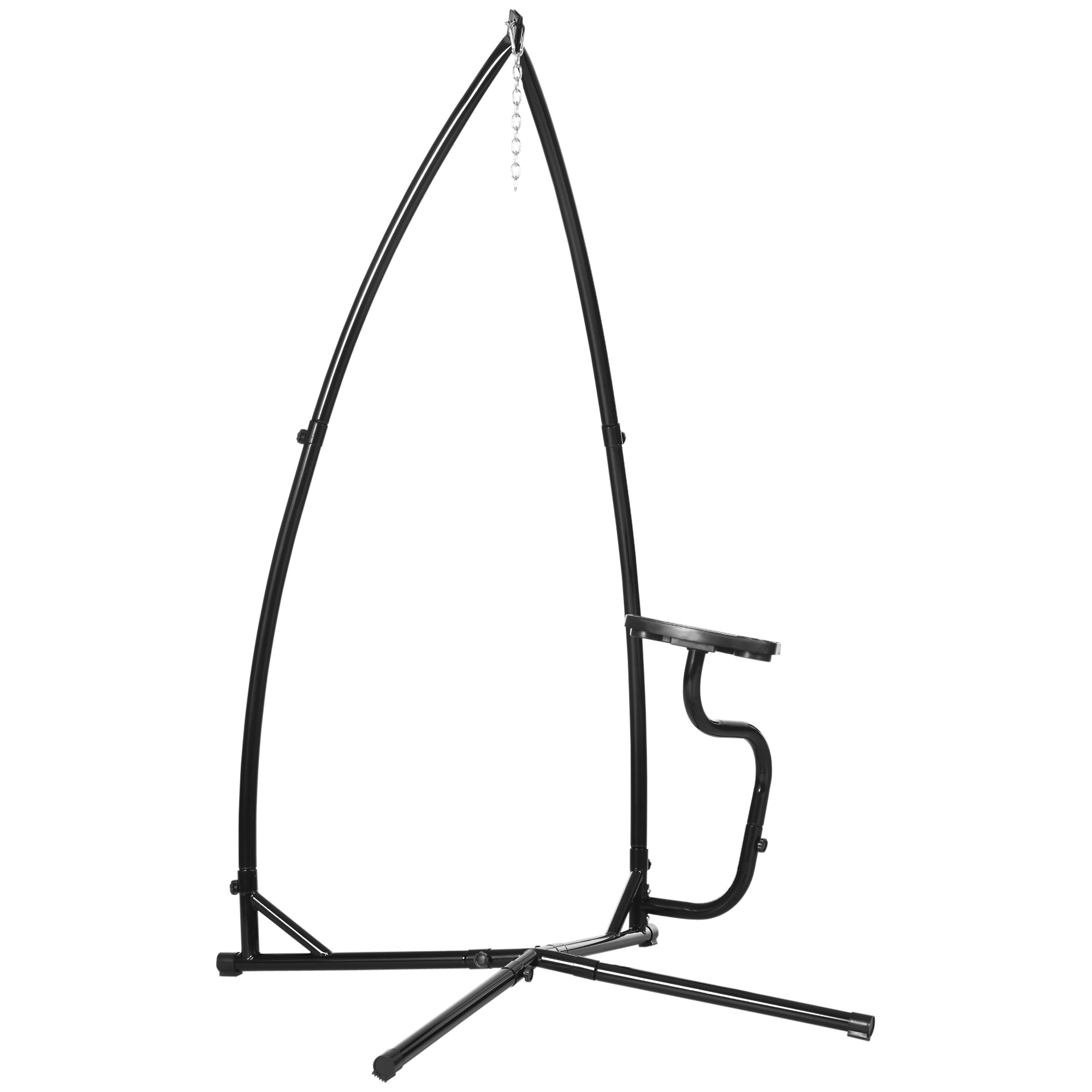 Outsunny Hammock Chair Stand Only, Metal C-Stand for Hanging Hammock Chair with Tray for Indoor, Outdoor, Porch, Patio, Black