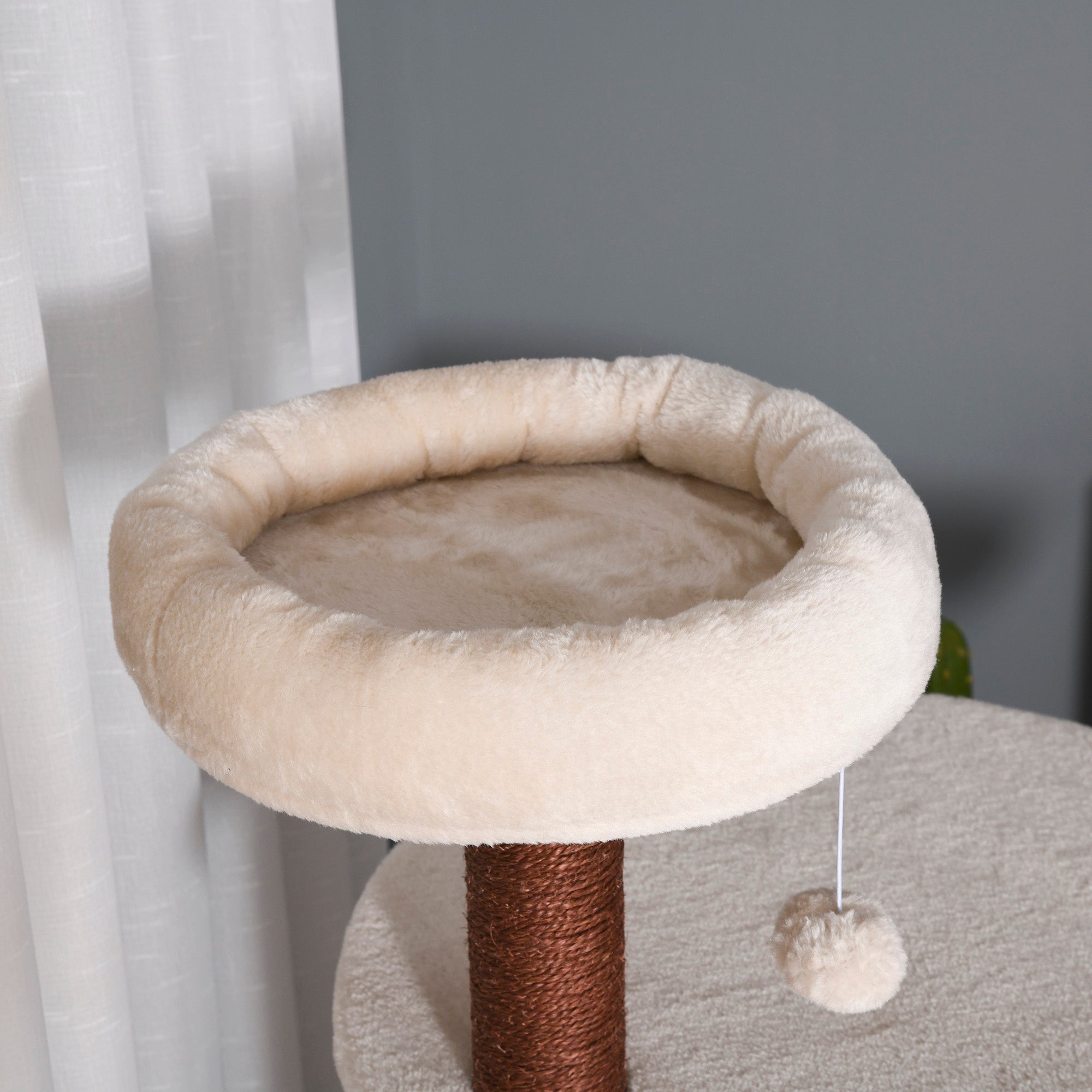 PawHut 68" Cat Tree Tower, Large Cat Condo Furniture, Multi-Level Cat Tower with Scratching Posts, Ramp, Perches, Dangling Balls - Beige