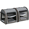 PawHut 39" Travel Pet Carrier, Portable Soft-Sided Cat Carrier with Divider, Two Compartments, Soft Cushions & Storage Bag, Grey