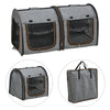 PawHut 39" Travel Pet Carrier, Portable Soft-Sided Cat Carrier with Divider, Two Compartments, Soft Cushions & Storage Bag, Grey