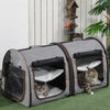 PawHut 39" Travel Pet Carrier, Portable Soft-Sided Cat Carrier with Divider, Two Compartments, Soft Cushions & Storage Bag, Grey