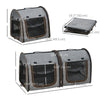 PawHut 39" Travel Pet Carrier, Portable Soft-Sided Cat Carrier with Divider, Two Compartments, Soft Cushions & Storage Bag, Grey