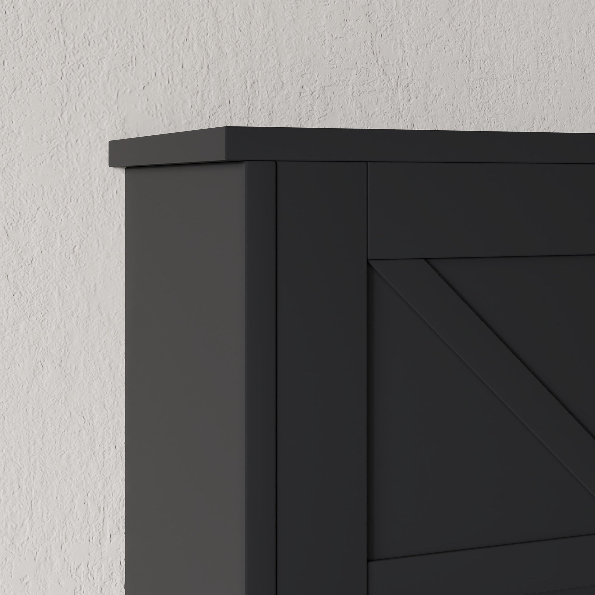 kleankin Farmhouse Bathroom Wall Cabinet, Wall-Mounted Medicine Cabinet with Open Shelf, Adjustable Shelf, and Storage Cabinet for Laundry Room, Black