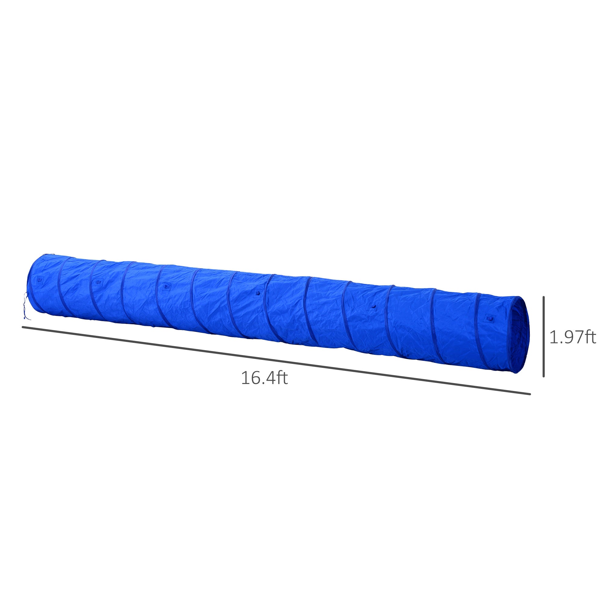 PawHut 5663-0239 16.4' 300D Oxford Portable Puppy Dog Tunnel Pet Agility Exercise Training Soft Crate, Blue
