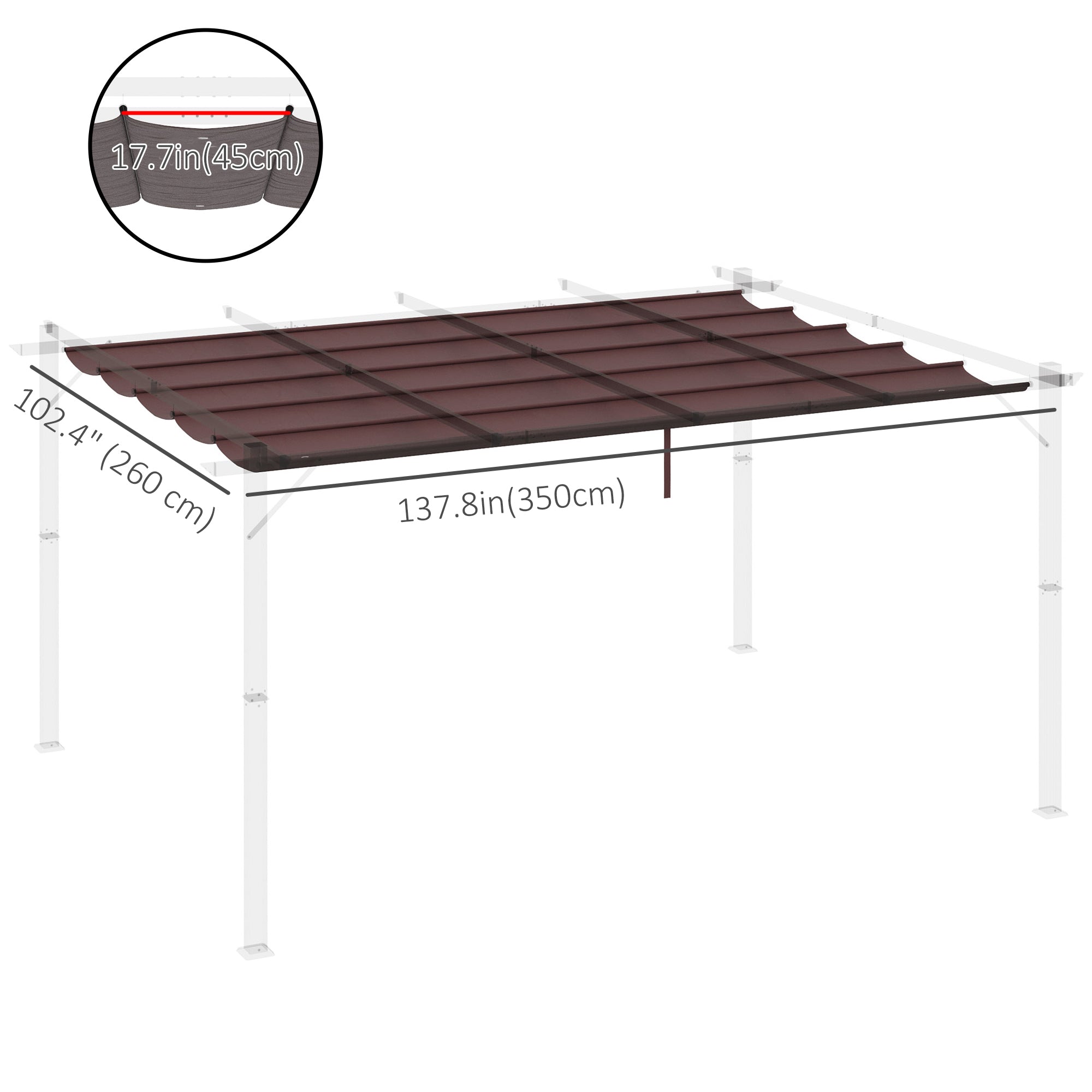 Outsunny Retractable Replacement Pergola Canopy for 10' x 13' Pergola, Pergola Cover Replacement, Coffee
