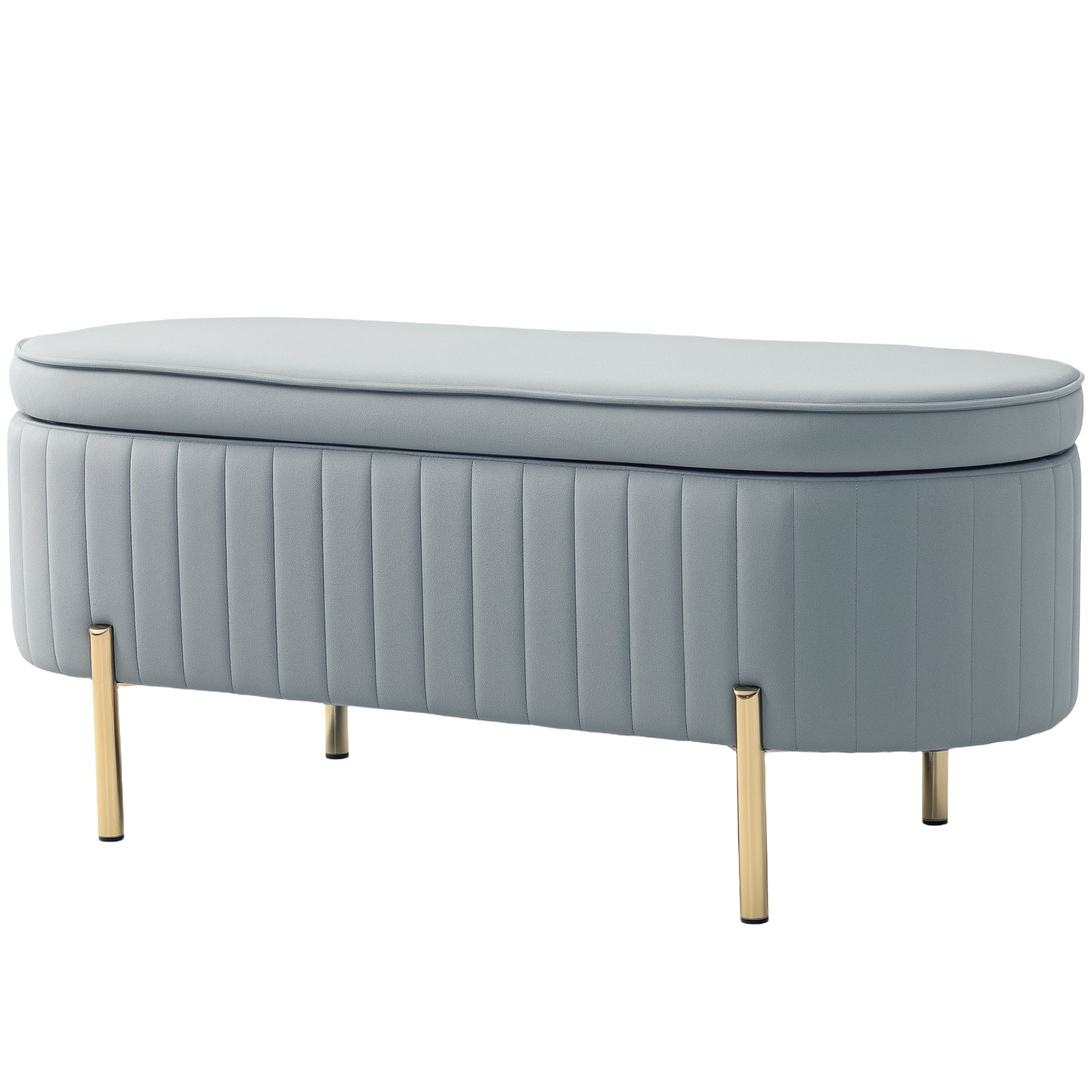HOMCOM Upholstered Bedroom Bench, Channel Tufted Storage Bench, Bench Seat with Thick Padding and Metal Legs, Ottoman Bench for Bedroom Living Room, Hallway, Grey