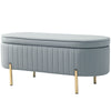HOMCOM Upholstered Bedroom Bench, Channel Tufted Storage Bench, Bench Seat with Thick Padding and Metal Legs, Ottoman Bench for Bedroom Living Room, Hallway, Grey