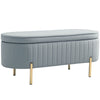 HOMCOM Upholstered Bedroom Bench, Channel Tufted Storage Bench, Bench Seat with Thick Padding and Metal Legs, Ottoman Bench for Bedroom Living Room, Hallway, Grey