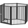 PawHut Dog Playpen, 30"H Pet Playpen, 6 Panels Puppy Exercise Pen Heavy Duty with Dog Gate & Cat Door, Indoor Outdoor Foldable Portable Dog Fence for Small & Medium Dogs